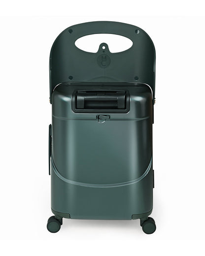 Miamily Forest Green Ride On Trolley Carry On Luggage-Swiss Design-with 3 Digit Lock and Built in Seat for Kids & Adults
