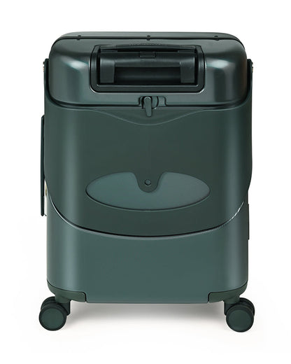 Miamily Forest Green Ride On Trolley Carry On Luggage-Swiss Design-with 3 Digit Lock and Built in Seat for Kids & Adults