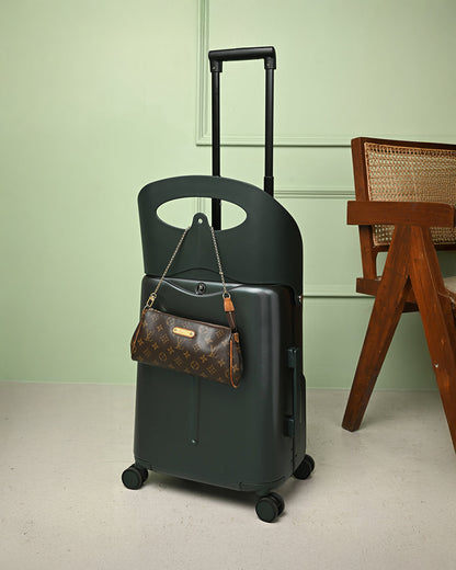 Miamily Forest Green Ride On Trolley Carry On Luggage-Swiss Design-with 3 Digit Lock and Built in Seat for Kids & Adults