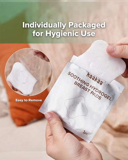 Haakaa Soothing Hydrogel Breast Pads-Instant Relief to Sore Nipples-Contains Glycerin & Lanolin to Moisturize & Boost Recovery-Pack of 8