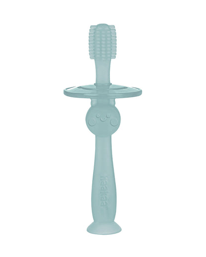 Haakaa 360° Silicone Baby Toothbrush-with Adjustable Protective Guard & Suction Base-6M+-Mist Blue