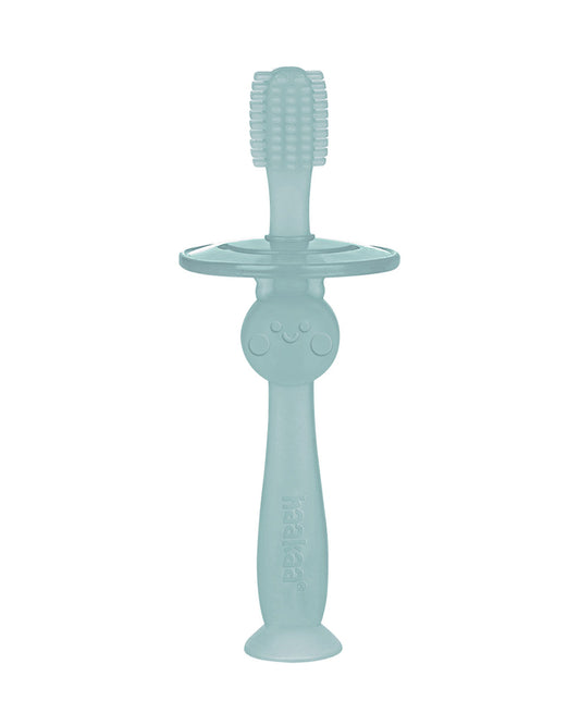 Haakaa 360° Silicone Baby Toothbrush-with Adjustable Protective Guard & Suction Base-6M+-Mist Blue