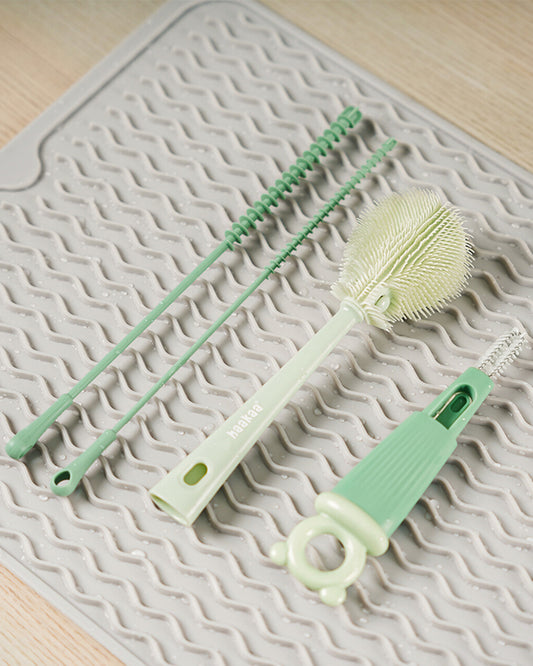 Haakaa 5-in-1 Cleaning Brush Set-Flexible Bristles for 360 Degree Cleaning-Anti-slip Handle-BPA & PVC Free