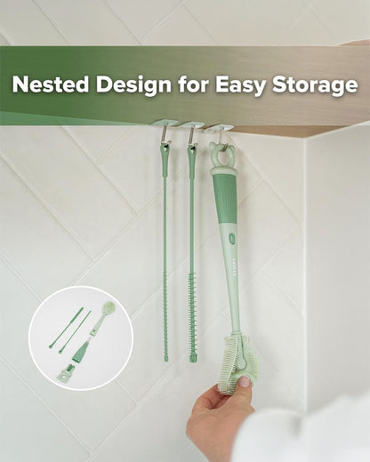 Haakaa 5-in-1 Cleaning Brush Set-Flexible Bristles for 360 Degree Cleaning-Anti-slip Handle-BPA & PVC Free