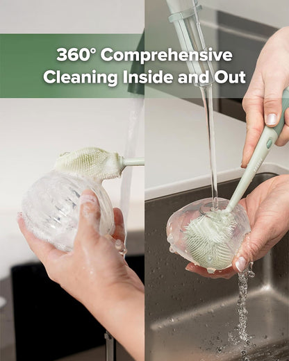 Haakaa 5-in-1 Cleaning Brush Set-Flexible Bristles for 360 Degree Cleaning-Anti-slip Handle-BPA & PVC Free