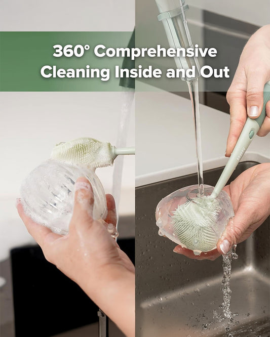 Haakaa 5-in-1 Cleaning Brush Set-Flexible Bristles for 360 Degree Cleaning-Anti-slip Handle-BPA & PVC Free