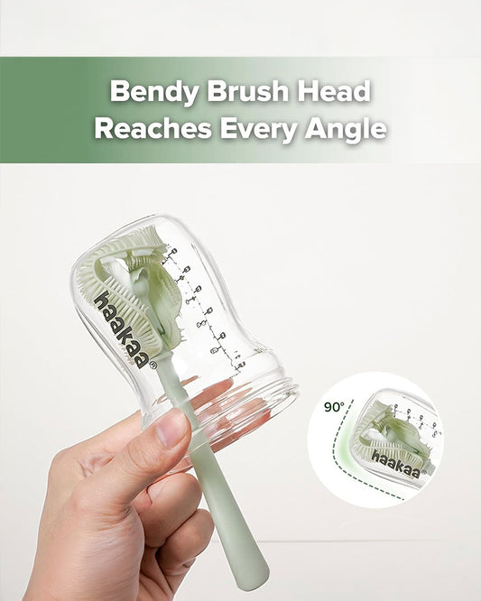 Haakaa 5-in-1 Cleaning Brush Set-Flexible Bristles for 360 Degree Cleaning-Anti-slip Handle-BPA & PVC Free