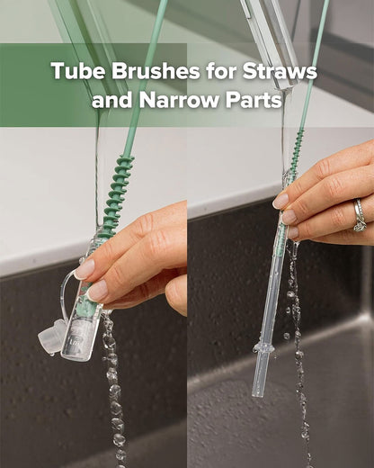 Haakaa 5-in-1 Cleaning Brush Set-Flexible Bristles for 360 Degree Cleaning-Anti-slip Handle-BPA & PVC Free