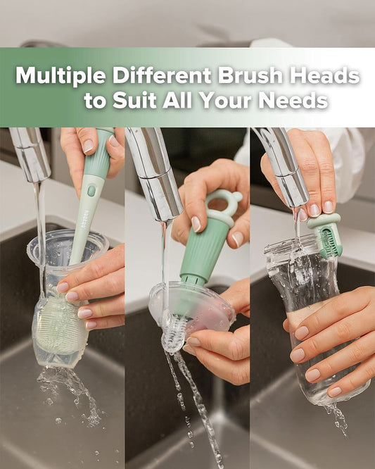 Haakaa 5-in-1 Cleaning Brush Set-Flexible Bristles for 360 Degree Cleaning-Anti-slip Handle-BPA & PVC Free