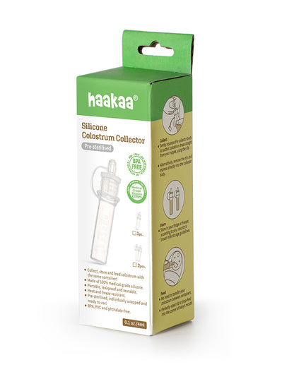Haakaa Silicone Pre-sterilised Colostrum Collector-100% Medical-grade Silicone-Leakproof & Reusable-Pack of 2-4ml