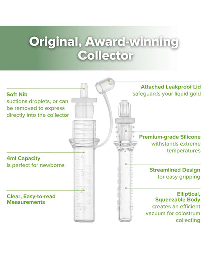 Haakaa Silicone Pre-sterilised Colostrum Collector-100% Medical-grade Silicone-Leakproof & Reusable-Pack of 2-4ml