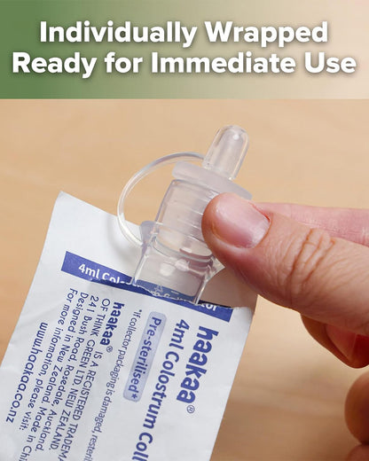 Haakaa Silicone Pre-sterilised Colostrum Collector-100% Medical-grade Silicone-Leakproof & Reusable-Pack of 2-4ml