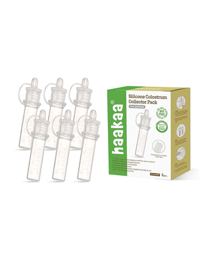Haakaa Silicone Pre-sterilised Colostrum Collector-100% Medical-grade Silicone-Leakproof & Reusable-Pack of 6-4ml