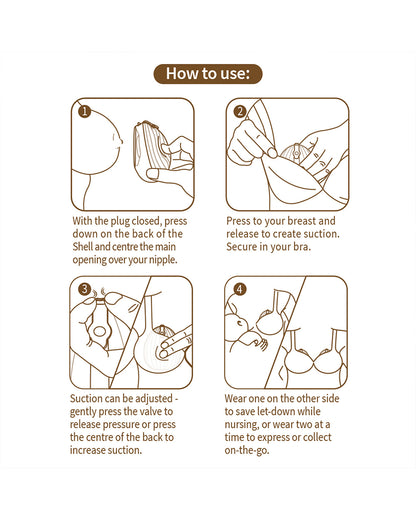 Haakaa Shell Wearable Silicone Breast Pump-100% Medical Grade Silicone-Discreet & Hands-Free Design for Comfortable Expression-BPA & PVC Free-120ml