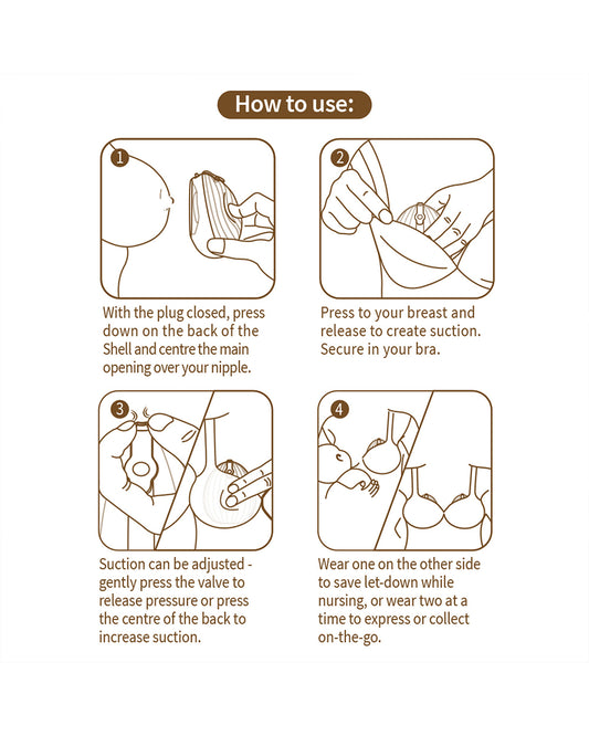 Haakaa Shell Wearable Silicone Breast Pump-100% Medical Grade Silicone-Discreet & Hands-Free Design for Comfortable Expression-BPA & PVC Free-120ml
