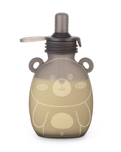 Haakaa Happii Bear Silicone Goody Pouch-Food Feeder-Reusable Food Pouch with Drinking Straw-Freezer & Microwave Safe-170ml-6M+