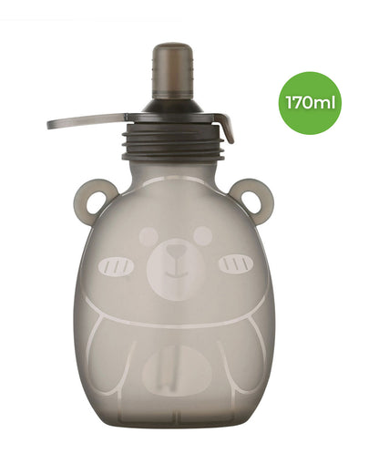 Haakaa Happii Bear Silicone Goody Pouch-Food Feeder-Reusable Food Pouch with Drinking Straw-Freezer & Microwave Safe-170ml-6M+