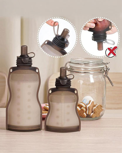 Haakaa Silicone Yummy Pouch-Food Feeder-Reusable Food Pouch with Drinking Straw-Freezer & Microwave Safe-130ml-6M+