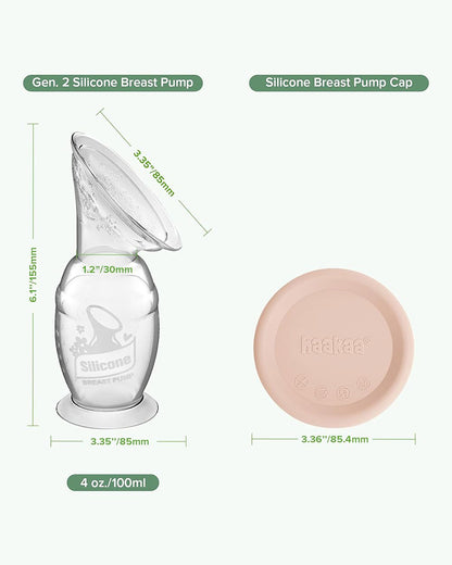 Haakaa Gen 2 Silicone Manual Breast Pump-Comes with Suction Base & Silicone Cap-Compact Size-BPA & PVC Free-Blush