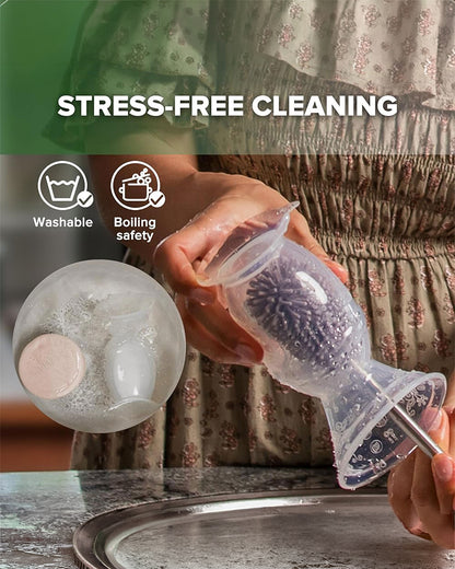 Haakaa Gen 2 Silicone Manual Breast Pump-Comes with Suction Base & Silicone Cap-Compact Size-BPA & PVC Free-Grey