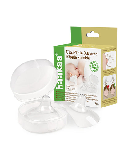 Haakaa Nipple Shields-Ultra Thin & Super Soft Silicone-100% Food-Grade Silicone-Pack of 2-For Breastfeeding Moms
