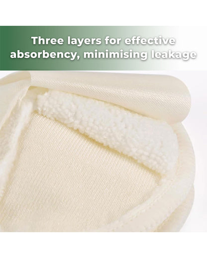 Haakaa All Day Reusable Nursing Pads With Washing Bag-Contoured Cone Shape-Made with Soft Bamboo & Absorbent Microfibre-Grey & White-Pack of 8