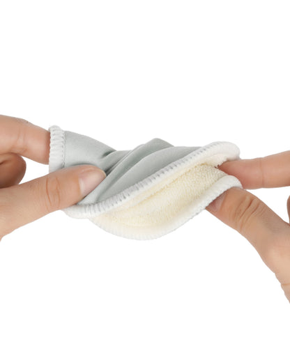 Haakaa All Day Reusable Nursing Pads With Washing Bag-Contoured Cone Shape-Made with Soft Bamboo & Absorbent Microfibre-Grey & White-Pack of 8