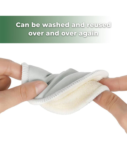 Haakaa All Day Reusable Nursing Pads With Washing Bag-Contoured Cone Shape-Made with Soft Bamboo & Absorbent Microfibre-Grey & White-Pack of 8