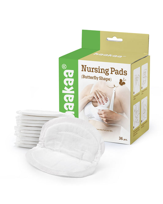Haakaa Disposable Nursing Pads-Super-absorbent Polymer-Butterfly Shaped For Extra Coverage-Pack of 36