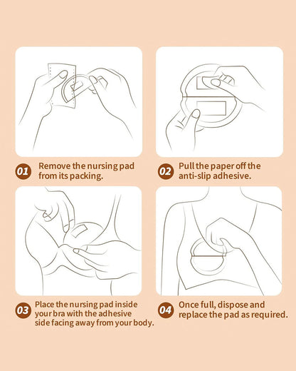 Haakaa Disposable Nursing Pads-Super-absorbent Polymer-Butterfly Shaped For Extra Coverage-Pack of 36