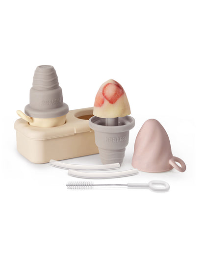 Haakaa Freeze-N-Sip Ice Cream Mould Set-Baby Food Feeder-100% Food Grade Silicone-Includes Two Drinking Straws-Slate Berry-3Y+