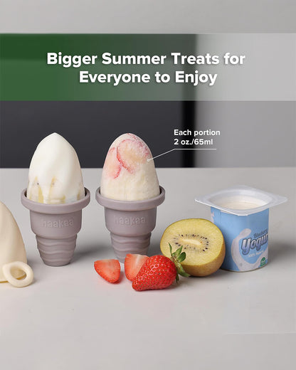 Haakaa Freeze-N-Sip Ice Cream Mould Set-Baby Food Feeder-100% Food Grade Silicone-Includes Two Drinking Straws-Slate Berry-3Y+