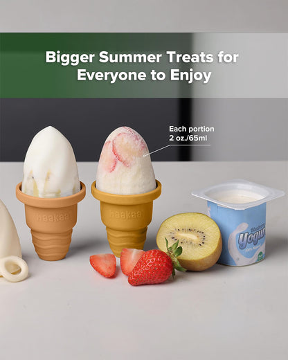 Haakaa Freeze-N-Sip Ice Cream Mould Set-Baby Food Feeder-100% Food Grade Silicone-Includes Two Drinking Straws-Marigold-3Y+