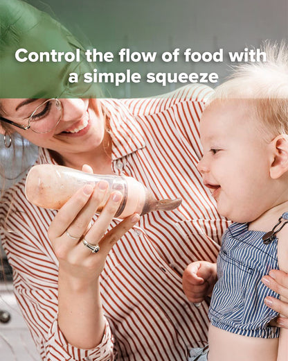 Haakaa Silicone Baby Food Dispensing Spoon-Food Feeder-Soft Flexible Body-Dishwasher Safe-120ml-Grey-6M+