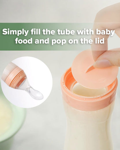 Haakaa Silicone Baby Food Dispensing Spoon-Food Feeder-Soft Flexible Body-Dishwasher Safe-120ml-Grey-6M+