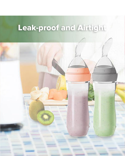 Haakaa Silicone Baby Food Dispensing Spoon-Food Feeder-Soft Flexible Body-Dishwasher Safe-120ml-Grey-6M+