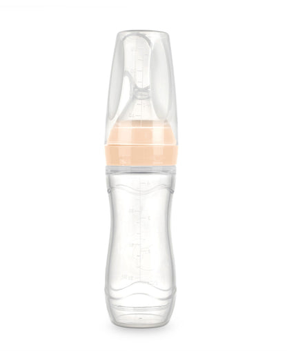 Haakaa Silicone Baby Food Dispensing Spoon-Food Feeder-Soft Flexible Body-Dishwasher Safe-120ml-Peach-6M+