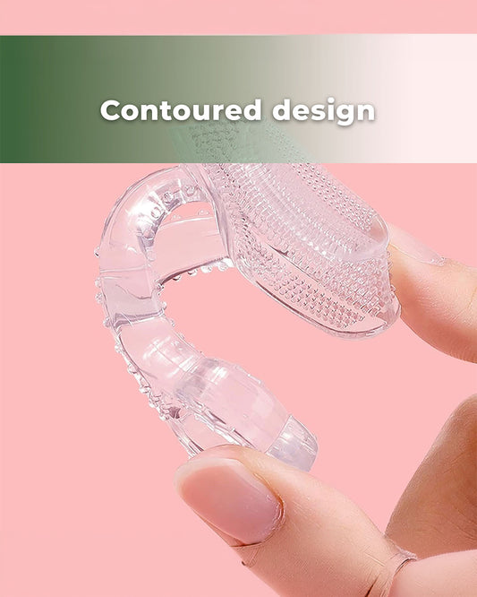 Haakaa Contoured Silicone Baby Toothbrush-With Gentle Silicone Bristles & Easy-Grip Handle-White