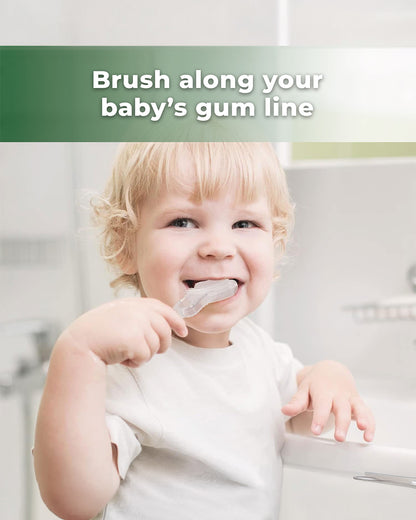 Haakaa Contoured Silicone Baby Toothbrush-With Gentle Silicone Bristles & Easy-Grip Handle-White