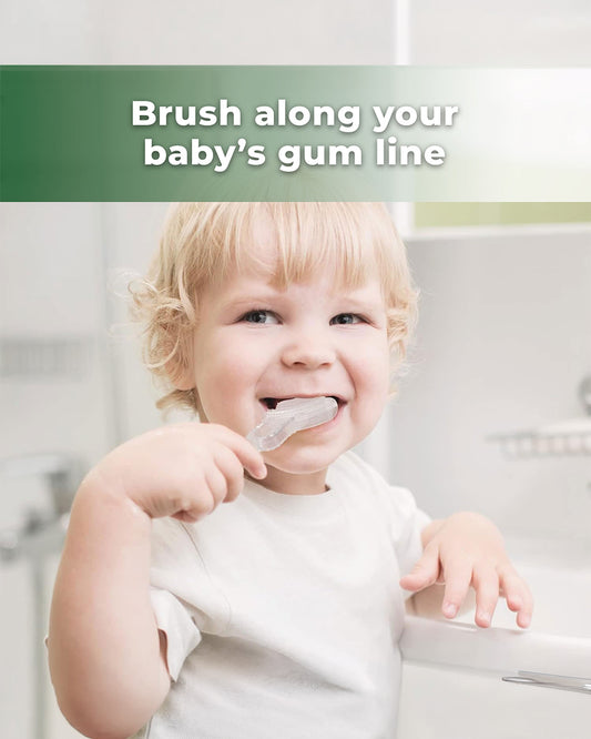 Haakaa Contoured Silicone Baby Toothbrush-With Gentle Silicone Bristles & Easy-Grip Handle-White