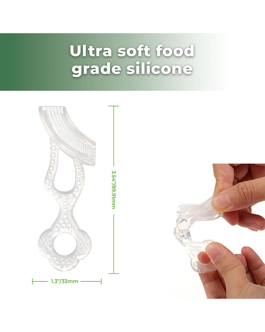 Haakaa Contoured Silicone Baby Toothbrush-With Gentle Silicone Bristles & Easy-Grip Handle-White