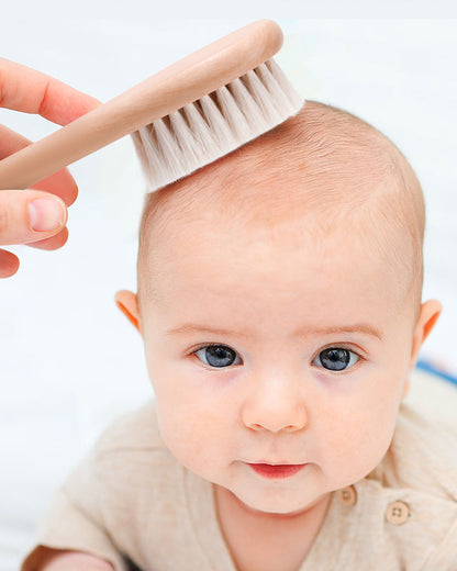 Haakaa Wooden Baby Hair Brush & Comb Set-With Soft Wool Bristles