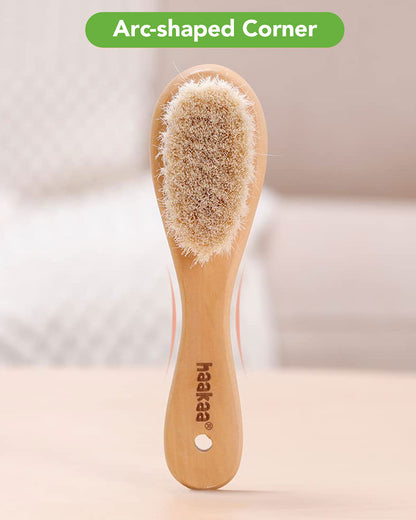 Haakaa Wooden Baby Hair Brush & Comb Set-With Soft Wool Bristles