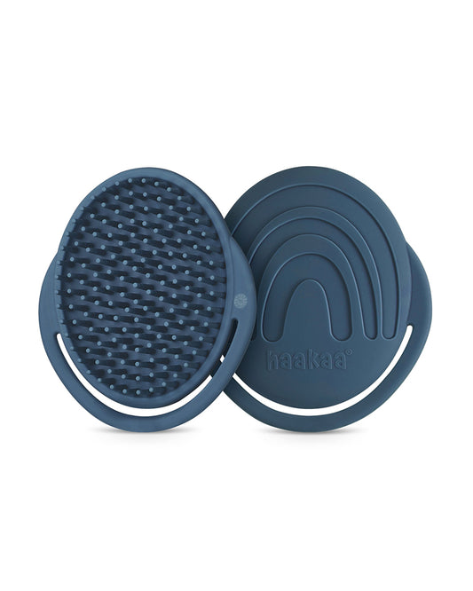 Haakaa Silicone Bath Brush-Hypoallergenic & Super Soft Bristles-Steel Blue