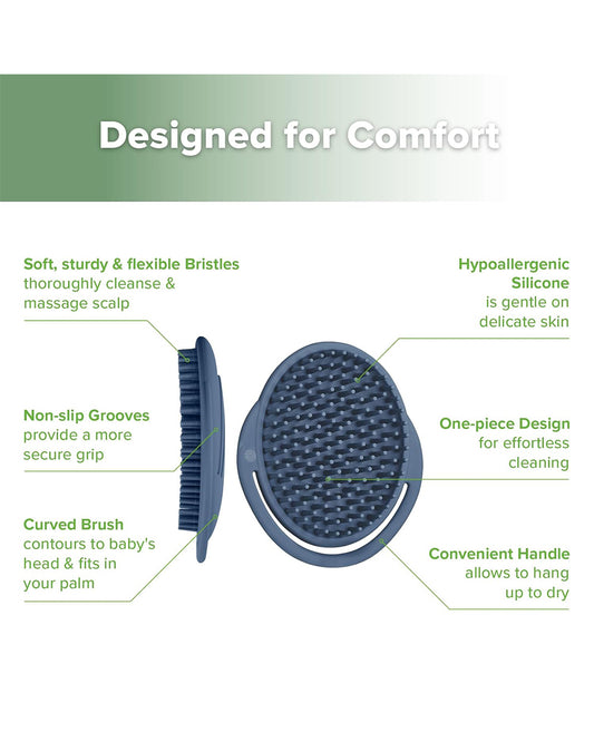 Haakaa Silicone Bath Brush-Hypoallergenic & Super Soft Bristles-Steel Blue