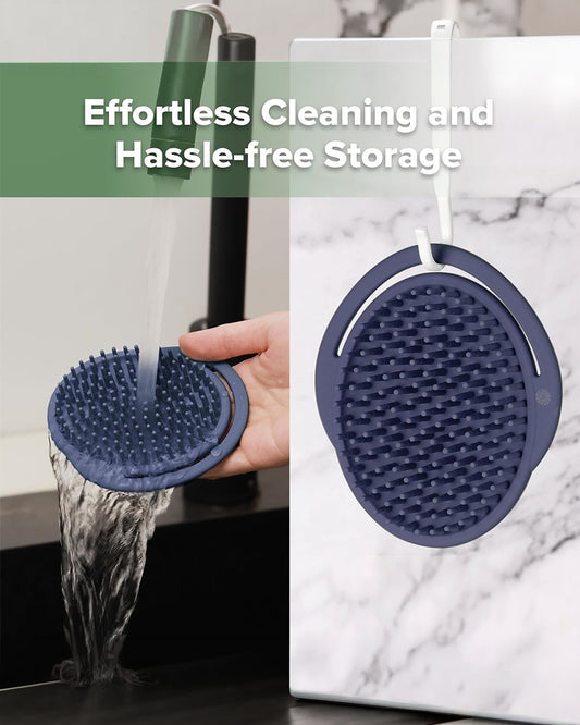 Haakaa Silicone Bath Brush-Hypoallergenic & Super Soft Bristles-Steel Blue