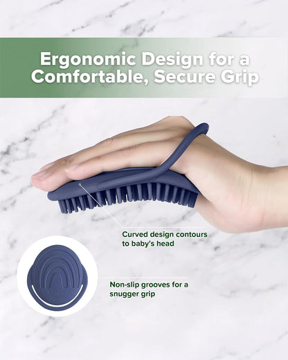 Haakaa Silicone Bath Brush-Hypoallergenic & Super Soft Bristles-Steel Blue