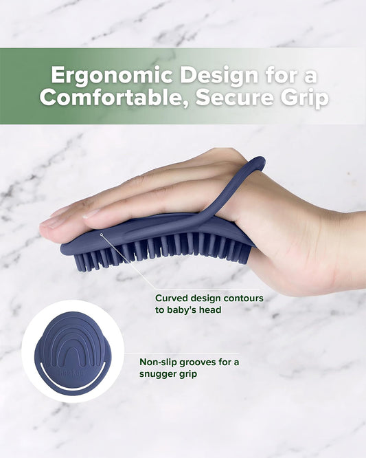Haakaa Silicone Bath Brush-Hypoallergenic & Super Soft Bristles-Steel Blue