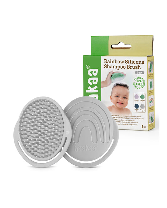 Haakaa Silicone Bath Brush-Hypoallergenic & Super Soft Bristles-Slate Grey