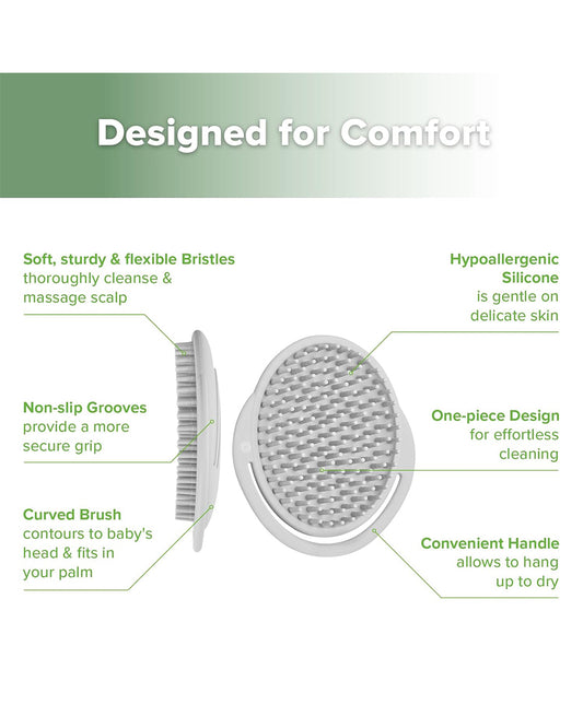 Haakaa Silicone Bath Brush-Hypoallergenic & Super Soft Bristles-Slate Grey